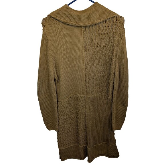 Pure Handknit Cardigan Sweater Patchwork Cotton Stretch Button Front Size M/L - Picture 2 of 15